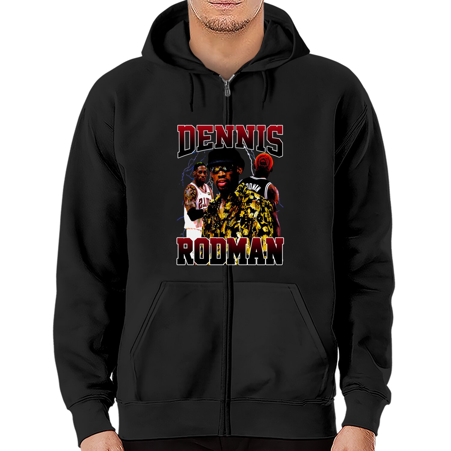 Vintage Style Denis Rodman Zip Hoodie