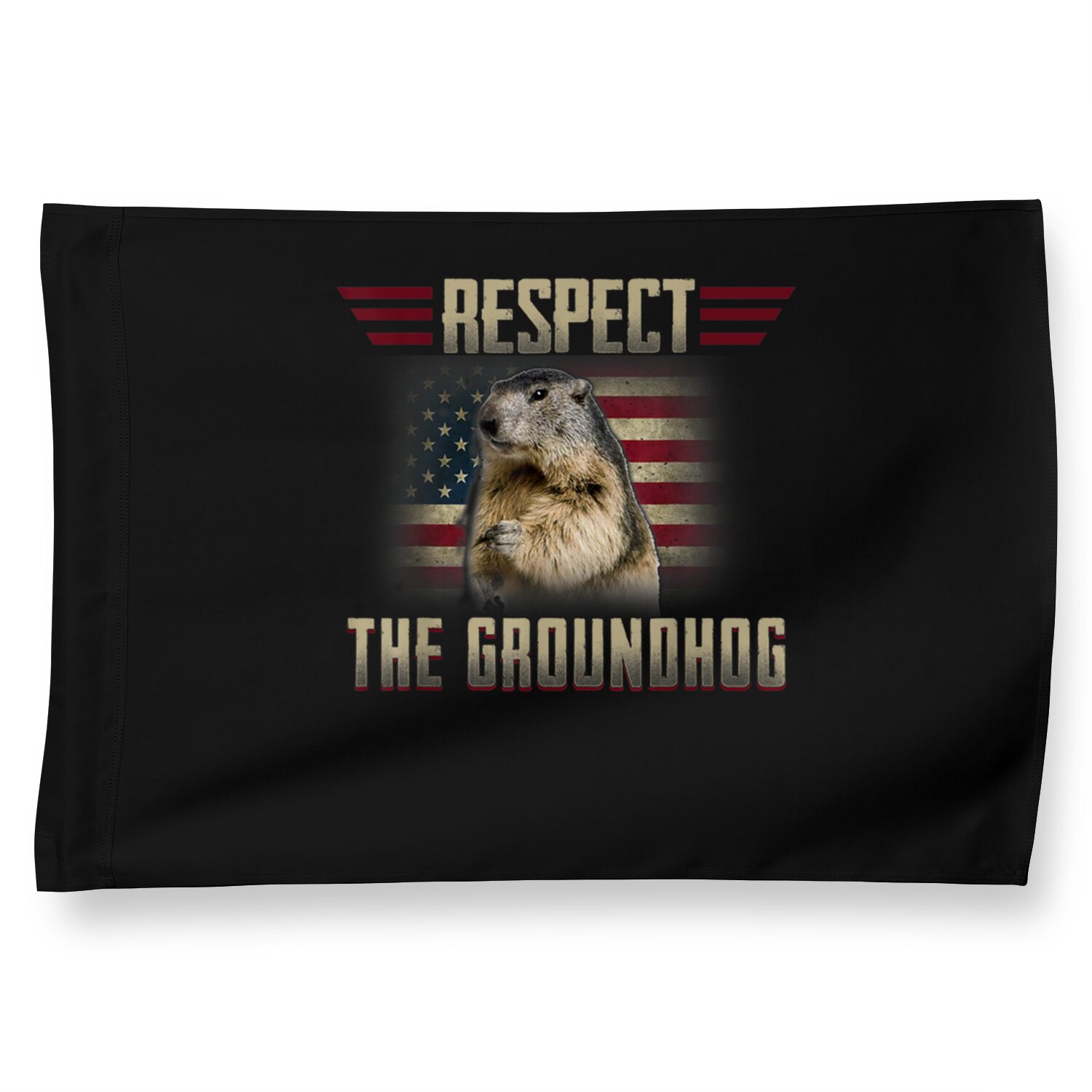 Respect The Groundhog Woodchuck Photo GroundHog Day House Flags
