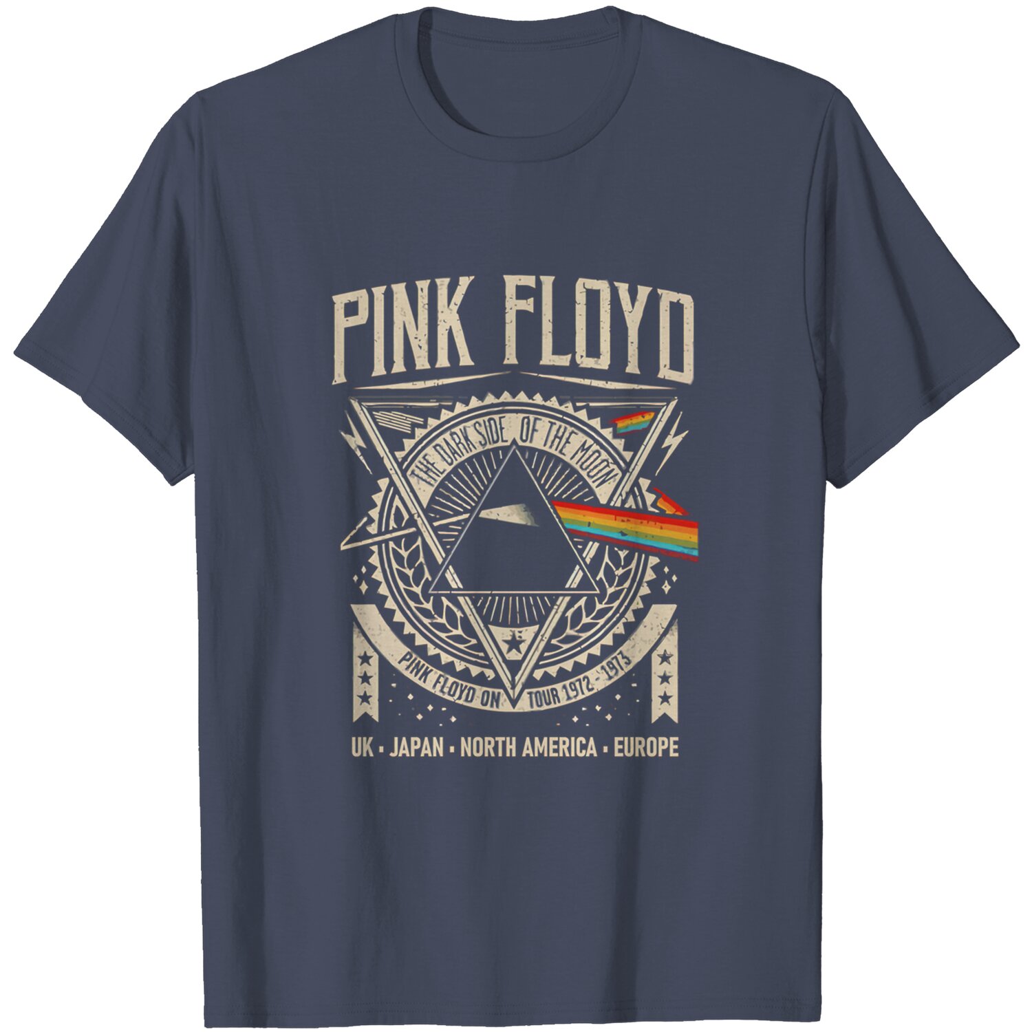 Pink Floyd - T-shirt Uomo 'The Dark Side Of The Moon - Liverpool 1972', Colore Grigio Sport, Taglia Regular. 65% Poliestere, 35% Cotone.