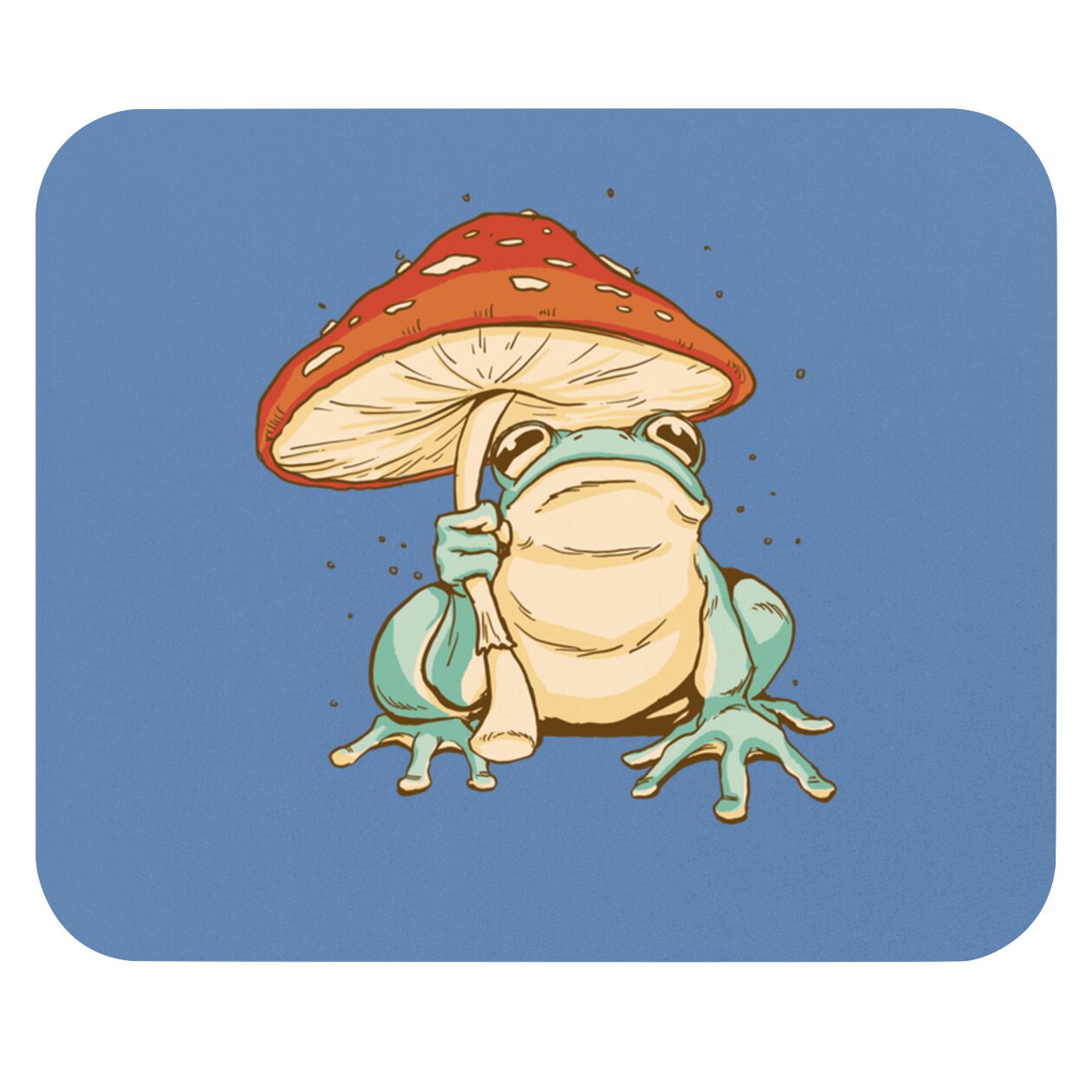 Kawaii Frog With Mushroom Hat Cute Cottagecore Aesthetic Mouse Pads