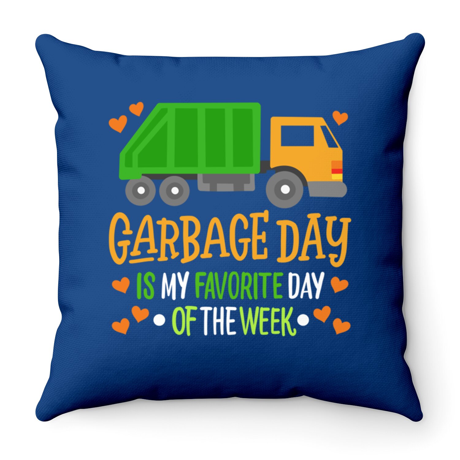 Garbage Truck Throw Pillow: Garbage Day Design