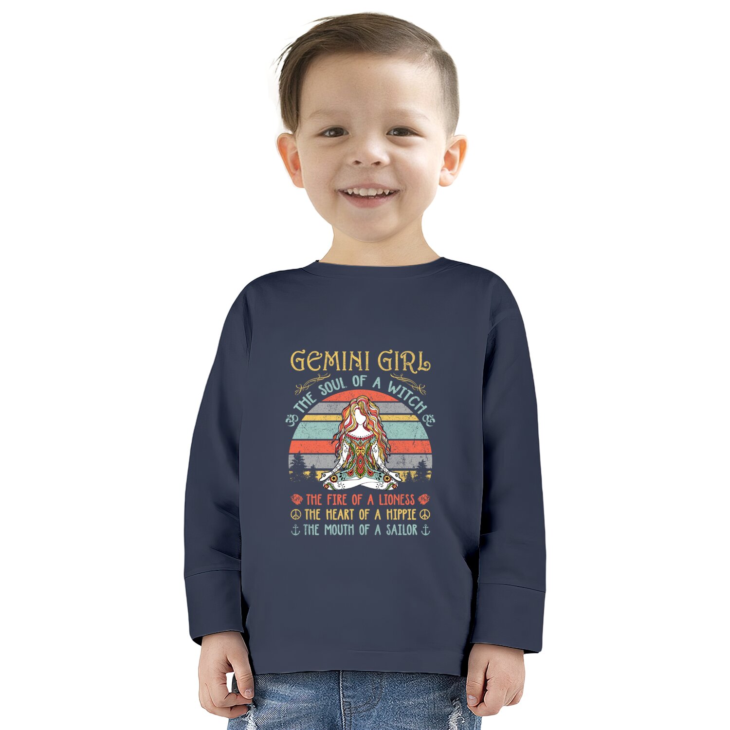 Gemini Girl The Soul Of A Witch Vintage Birthday  Kids Long Sleeve T-Shirts