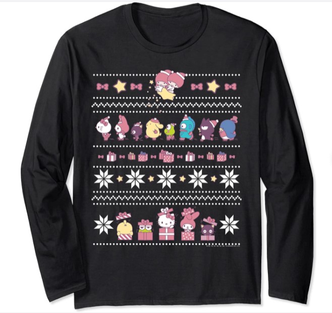 Hallo Sanrio Hässlicher Weihnachtspullover mit langen Ärmeln