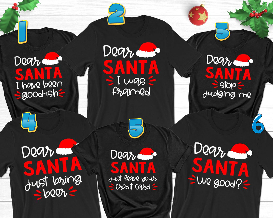 Dear Santa Hat Matching Family Christmas Pajamas T Shirt