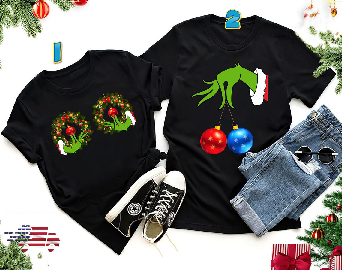 Grinch Hands Christmas Couple T-shirt