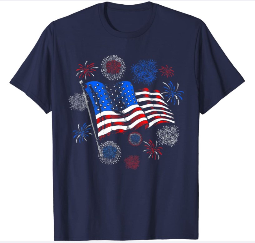 Fireworks 4th of July American Flag Patriotic Sparklers T-Shirt