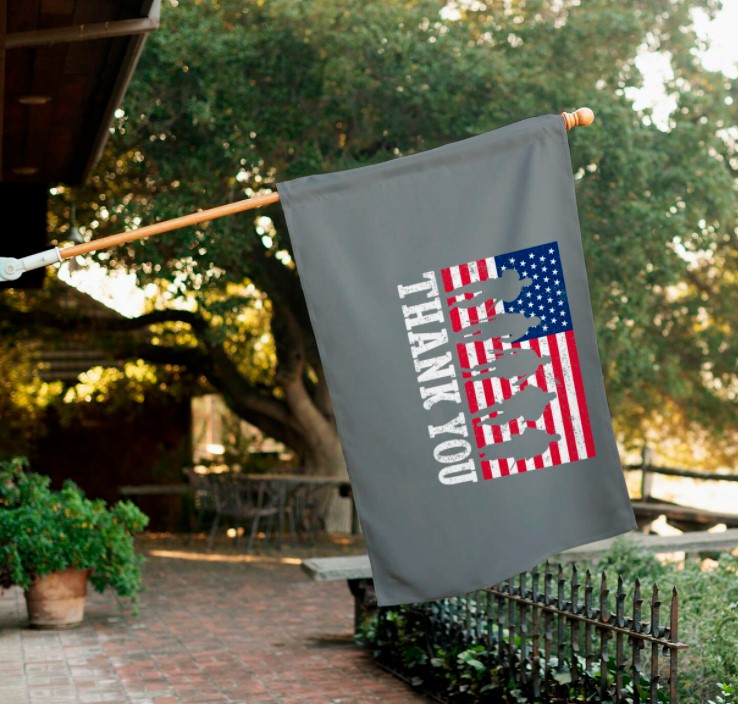 Patriotic American Flag Thank You Girls Boys House Flag