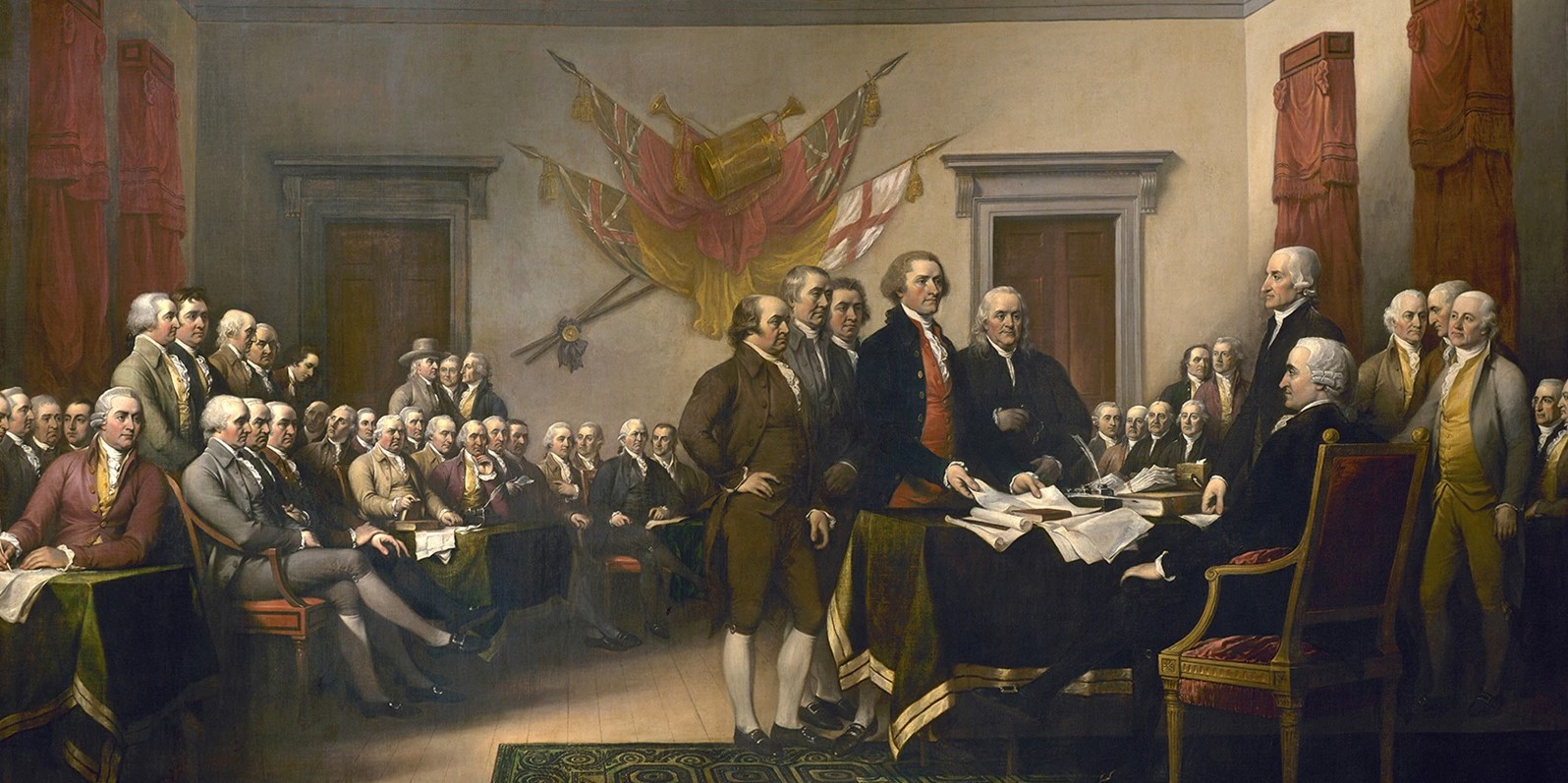 The Continental Congress signs the Declaration of Independence