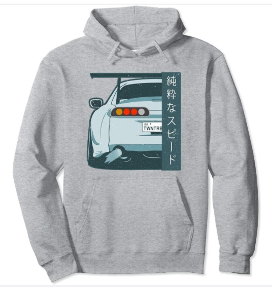 Pure Speed Kanji JDM Street Race Distressed Pullover Hoodie