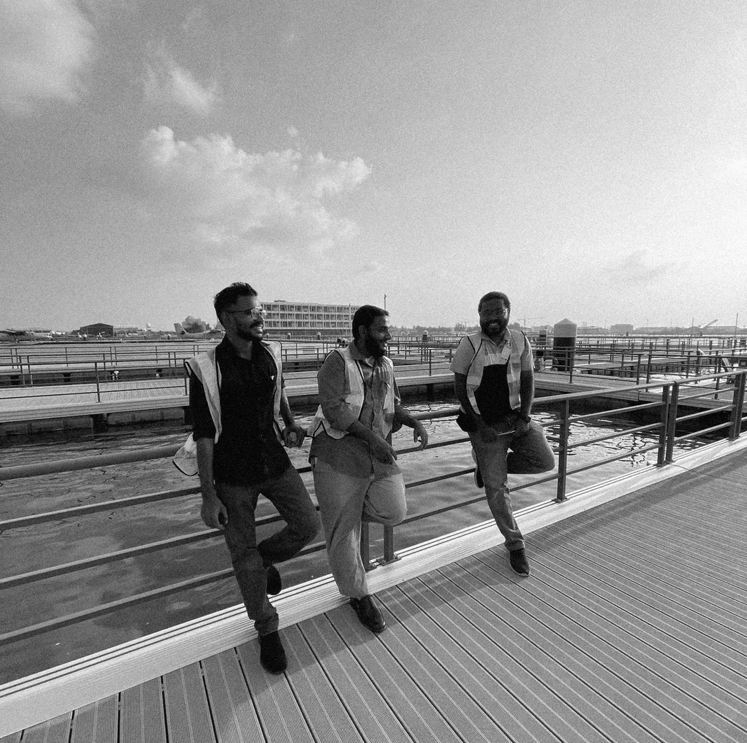 Three members of the Printline team on site in Malé