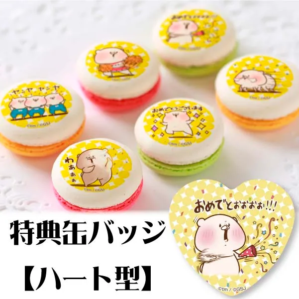 プリマカロン6個セット(おめでとう柄【特典缶バッジ:ハート型】)[ともだちはくま]