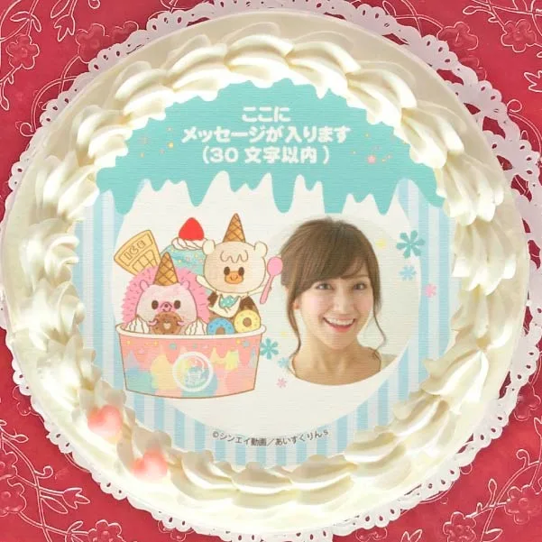 【写真メッセージ入り】プリケーキ（バニラン＆ストッチー）【特典缶バッジ付き】[iii あいすくりん]