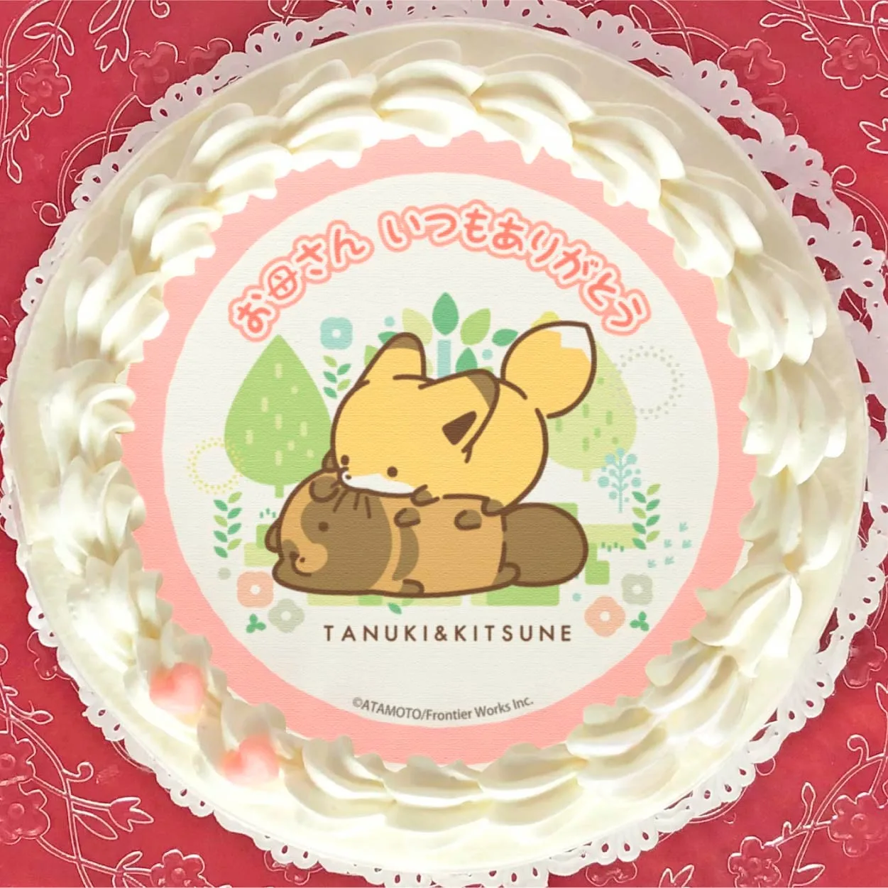 【メッセージ入り】母の日父の日プリケーキ2023（A柄）【特典缶バッジ付き】[タヌキとキツネ]