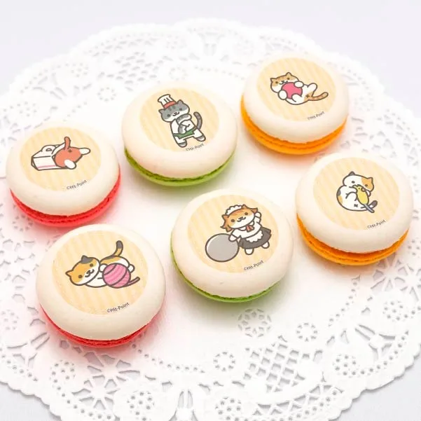 プリマカロン6個セット（びすとろさん＆しろちゃとらさん＆とびみけさん＆みけさん＆かふぇさん＆あかげさん）【特典缶バッジ付き】[ねこあつめ]