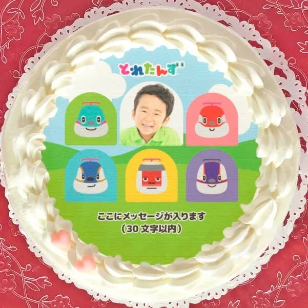 【写真メッセージ入り】プリケーキ（E5 はやぶさくん＆E6 こまちちゃん&E7 かがやきくん&Dr. イーストアイ&E3 つばさくん）[とれたんず]