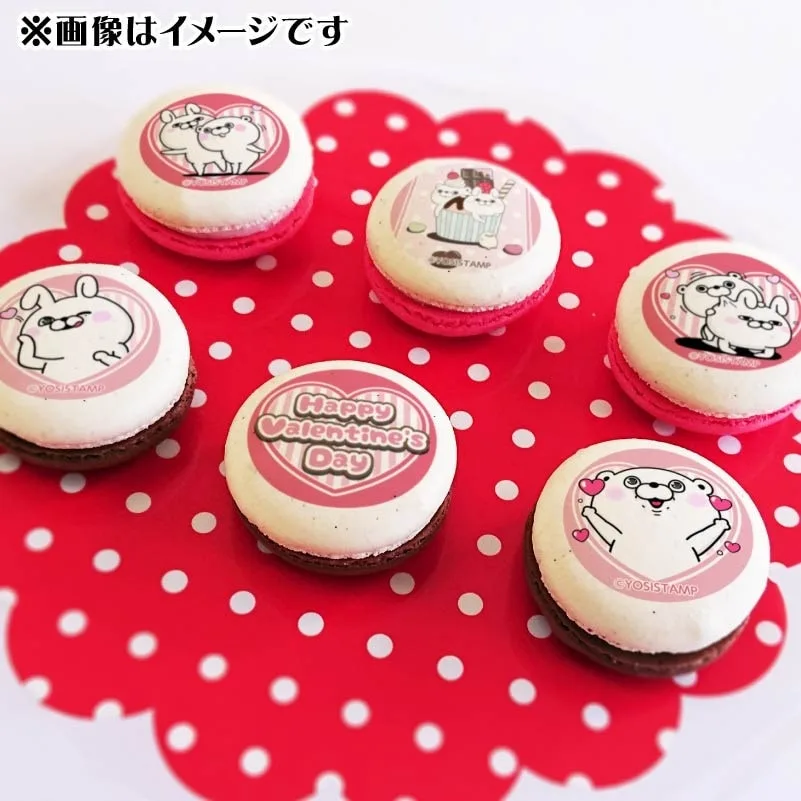 バレンタインプリマカロン6個セット2025（うさぎさん＆くまさん）【特典缶バッジ付き】[ヨッシースタンプ]