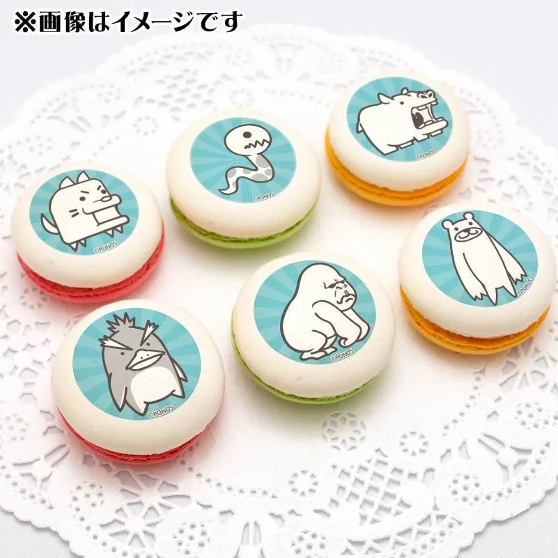 プリマカロン6個セット（わんこ&にょろ&カバちゃん&ジャッキー・ペン&ゴリさん&クマ先生）【特典缶バッジ付き】[にゃんこ大戦争]