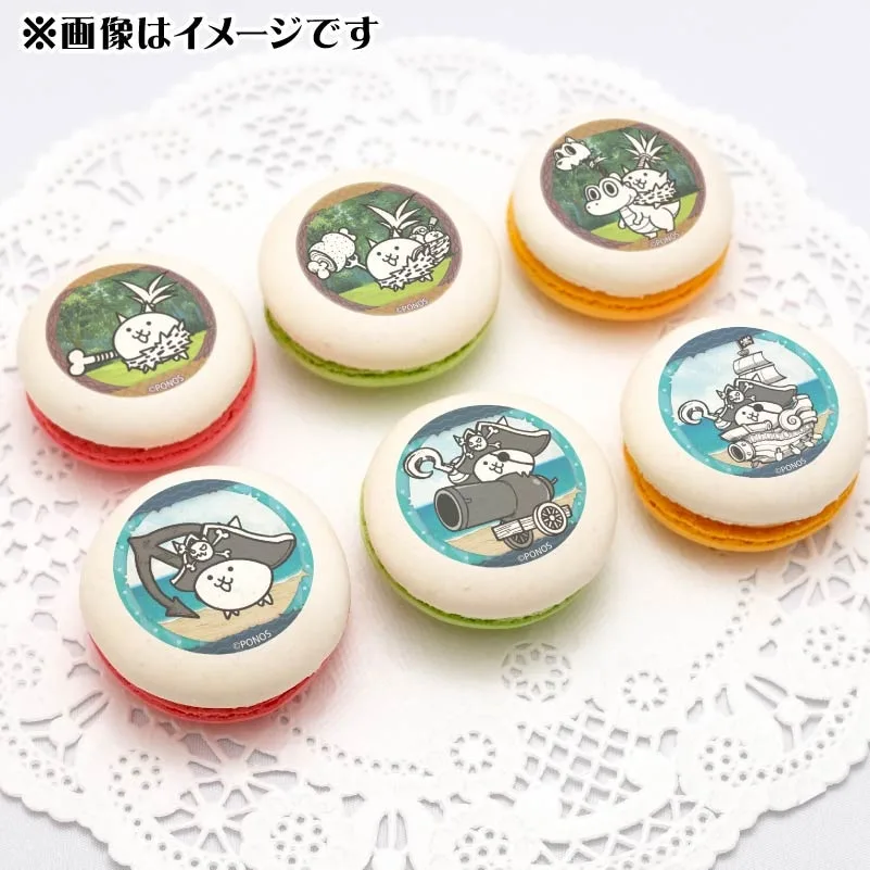 プリマカロン6個セット（ねこジュラ&ねこジュラシッター&ねこジュラザウルス&ねこ海賊&ニャーコック船長&ニャック・スパロウ）【特典缶バッジ付き】[にゃんこ大戦争]