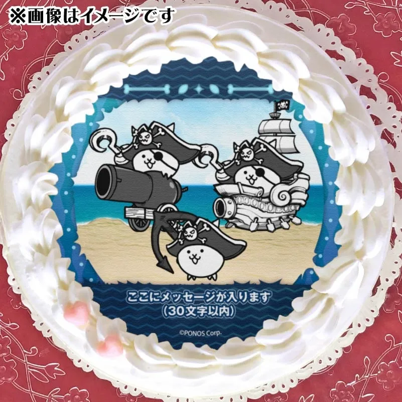 【メッセージ入り】プリケーキ（ねこ海賊＆ニャーコック船長＆ニャック・スパロウ）【特典缶バッジ付き】[にゃんこ大戦争]