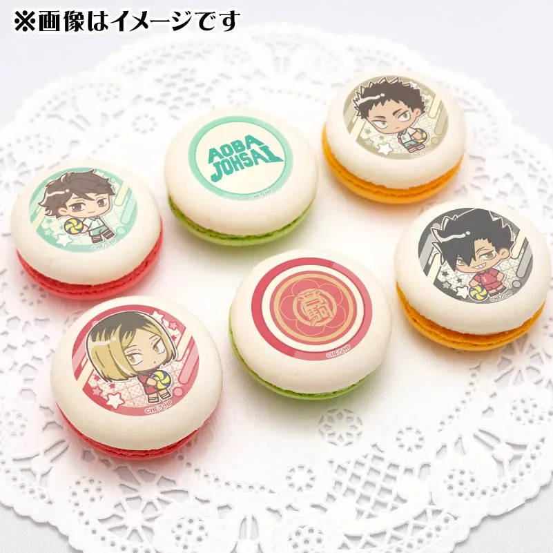 プリマカロン6個セット（及川 徹・岩泉 一・孤爪研磨・黒尾鉄朗（かきおこし））【特典缶バッジ付き】[ハイキュー!!]