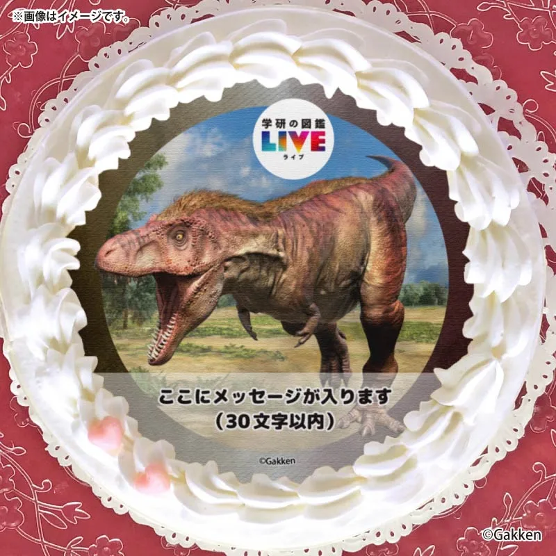 【メッセージ入り】プリケーキ（ティラノサウルス）【特典カードまたは缶バッジ付き】[学研の図鑑LIVE]