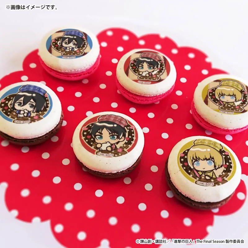 バレンタインプリマカロン6個セット2026（エレン・イェーガー＆ミカサ・アッカ―マン＆アルミン・アルレルト）【特典缶バッジ付き】[進撃の巨人]