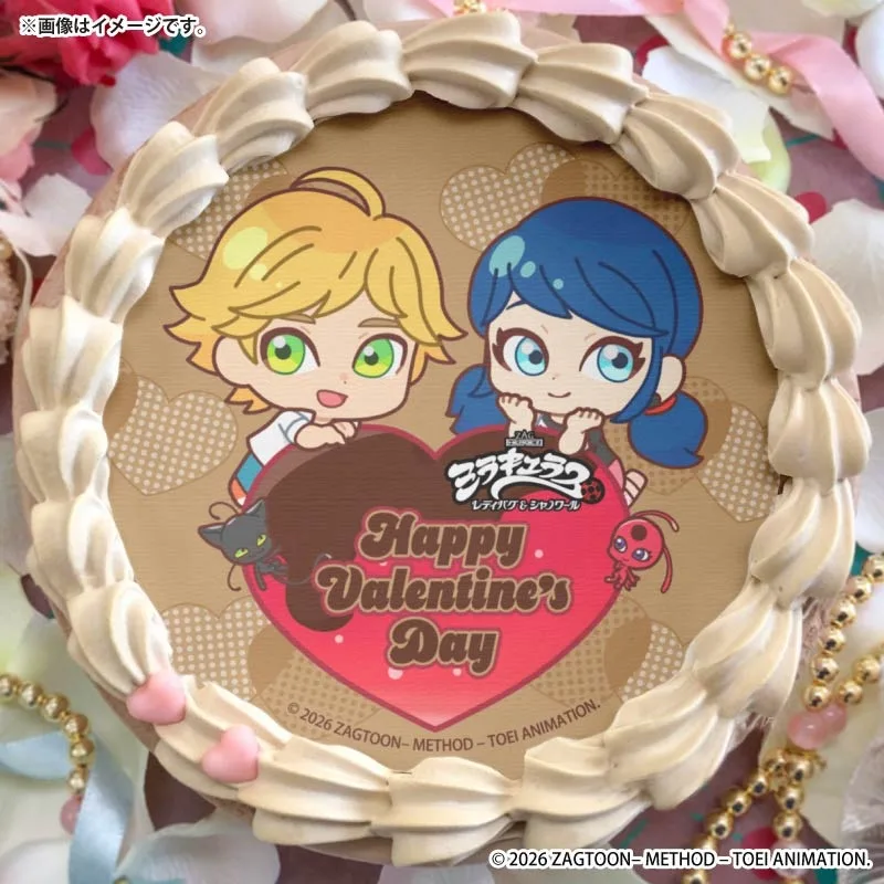 バレンタインプリケーキ2026（マリネット＆アドリアン＆ティッキー＆プラッグ（描きおこし））【特典缶バッジ付き】[ミラキュラス レディバグ&シャノワール]