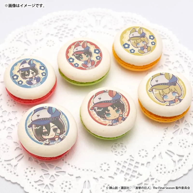イースタープリマカロン6個セット2026（エレン・イェーガー＆ミカサ・アッカ―マン＆アルミン・アルレルト）【特典缶バッジ付き】[進撃の巨人]