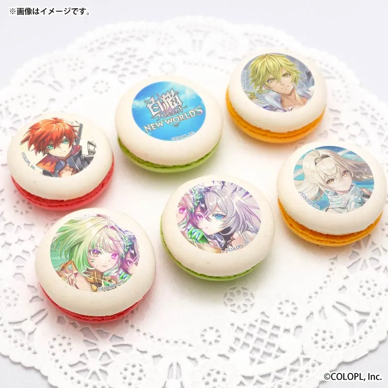 12周年記念プリマカロン6個セット2026（赤髪の冒険家＆カイル＆エリクス／ユプス＆ゼティス＆白猫プロジェクト NEW WORLD'S ロゴ）【特典缶バッジ付き】[白猫プロジェクト NEW WORLD'S]