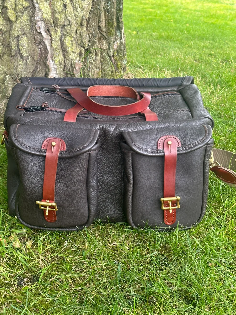 Premium Italian Soft Mottled Leather Weatherproof Range Bag (Havana with Papaya Leather) product image 3