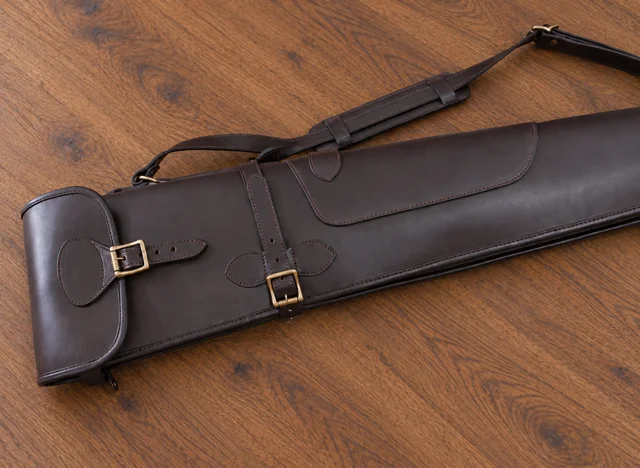 Classic Brown Leather Flap/Buckle/Zip Gun Slip