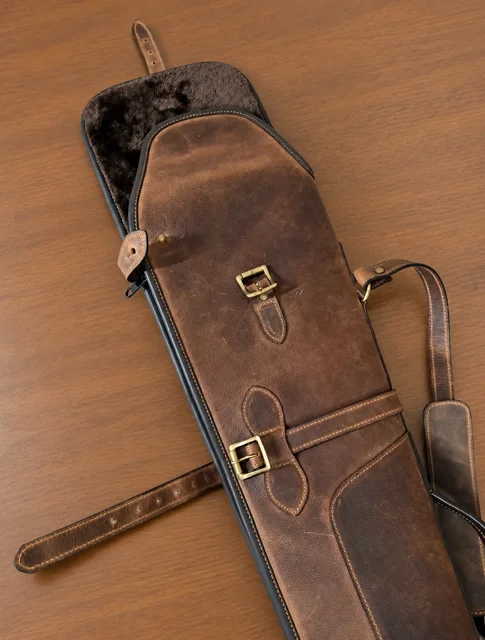 Classic Brown Distressed Leather Flap/Buckle/Zip Gun Slip product image 4