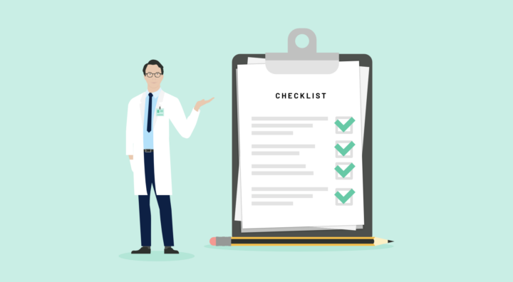 Illustration of scientist and checklist