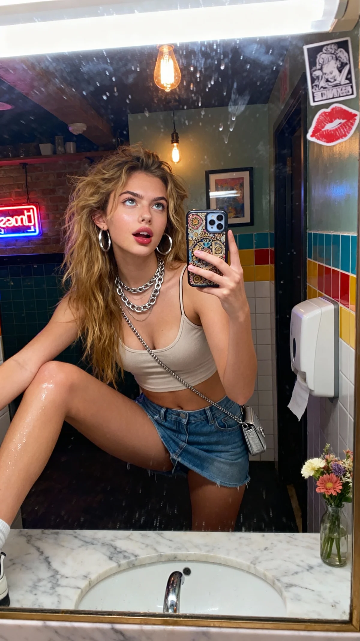 Cafe Bathroom - Mirror Selfie