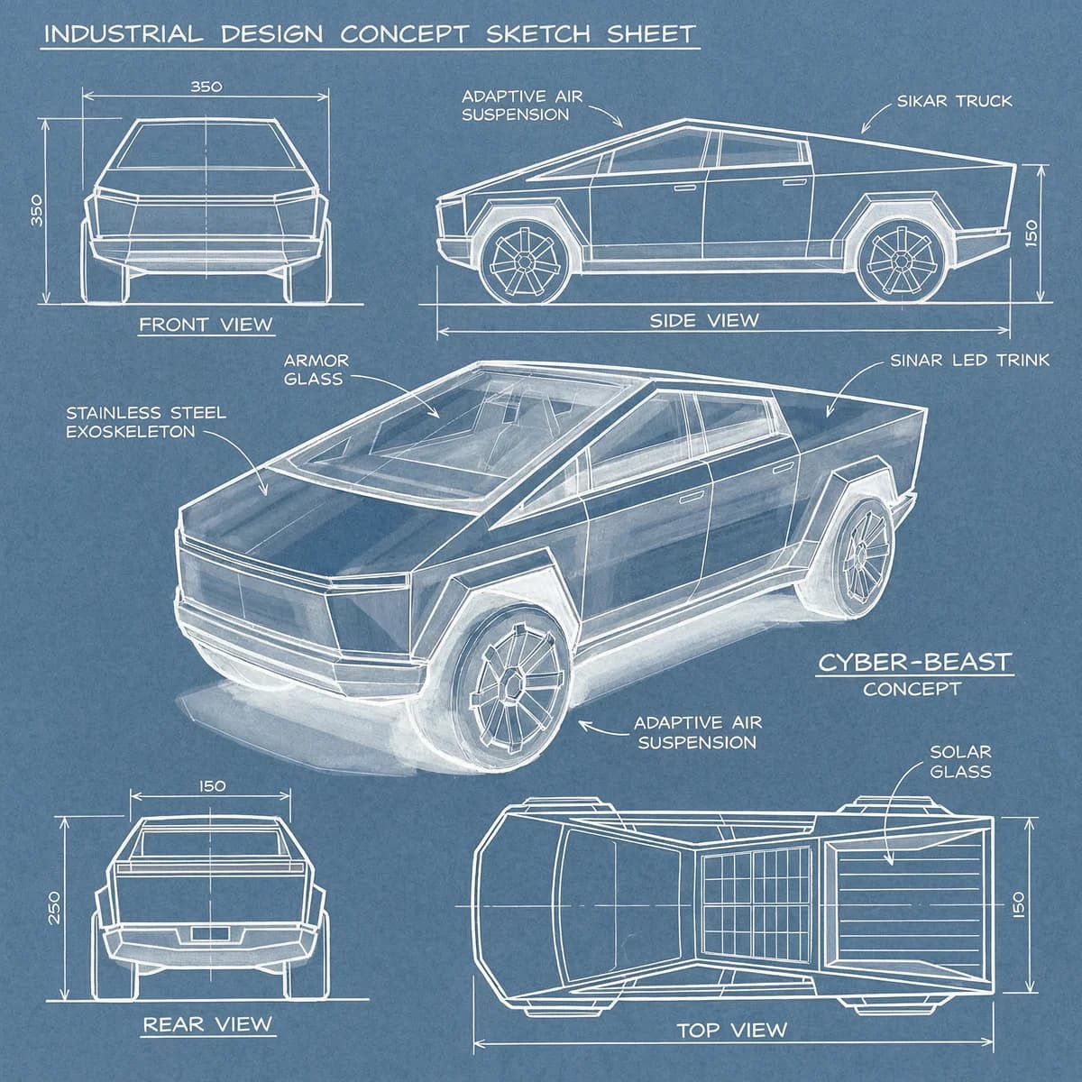 Cybertruck - Concept Design Sketch