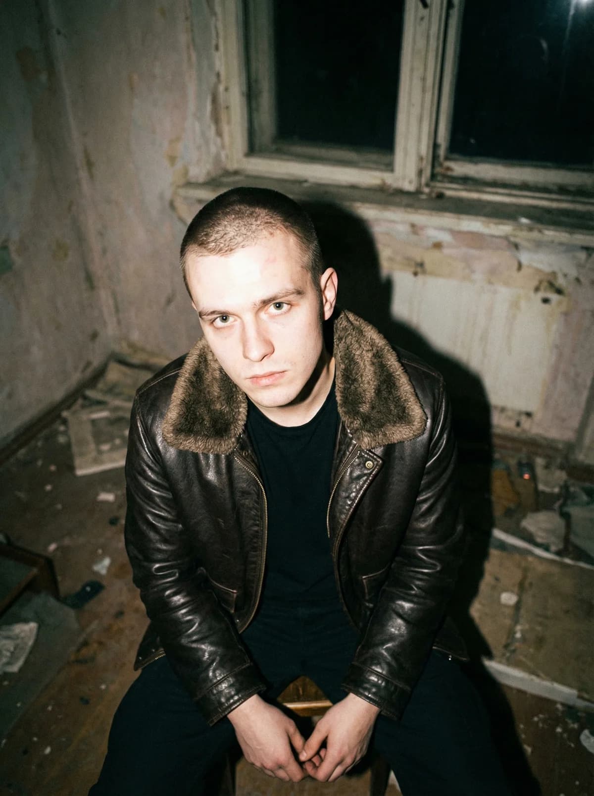 Gritty Flash Portrait - Leather Jacket