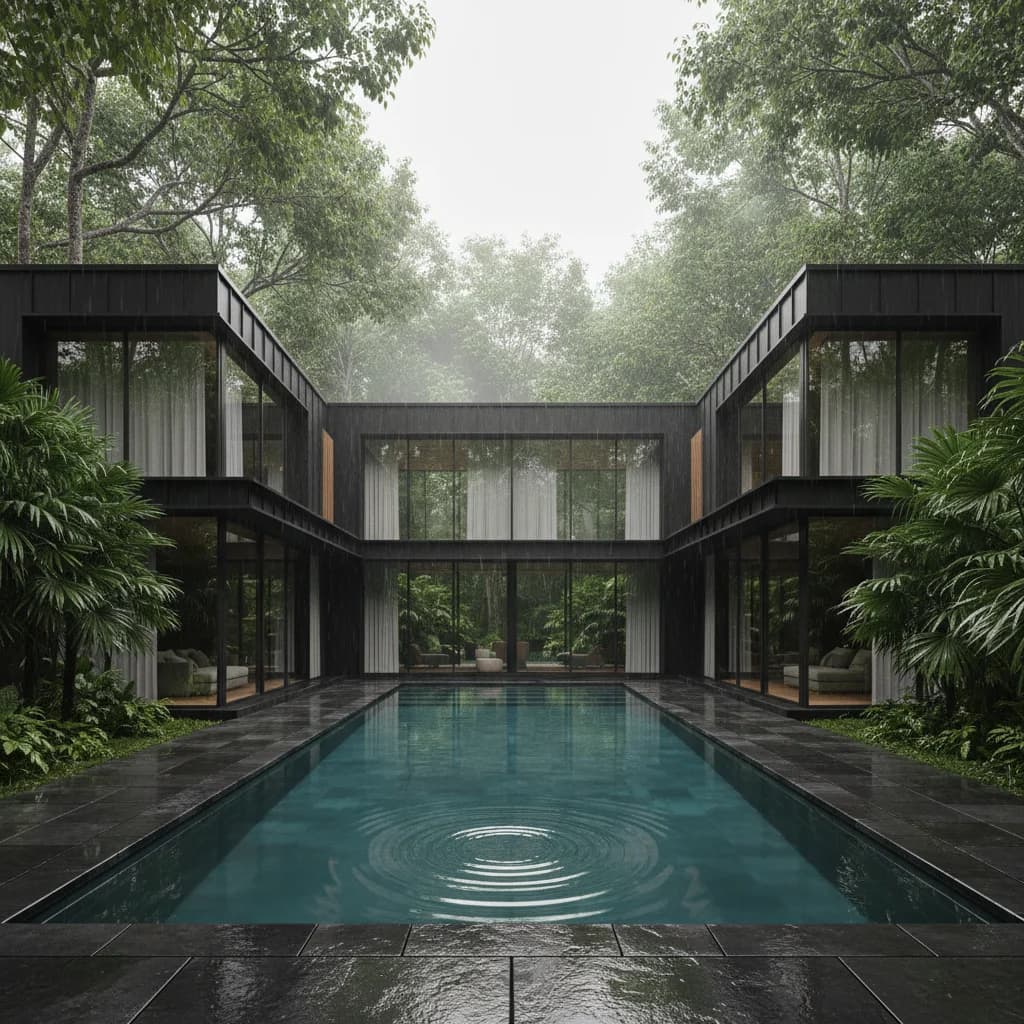 Tropical Black House Pool