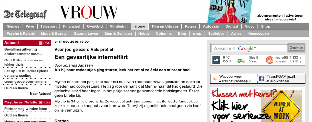 Telegraaf: ‘Een gevaarlijke internetflirt’