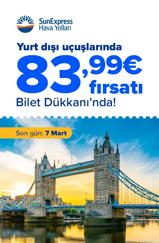SunExpress ile Yurt Dışı Uçuşları 83,99 Euro Fırsatıyla!