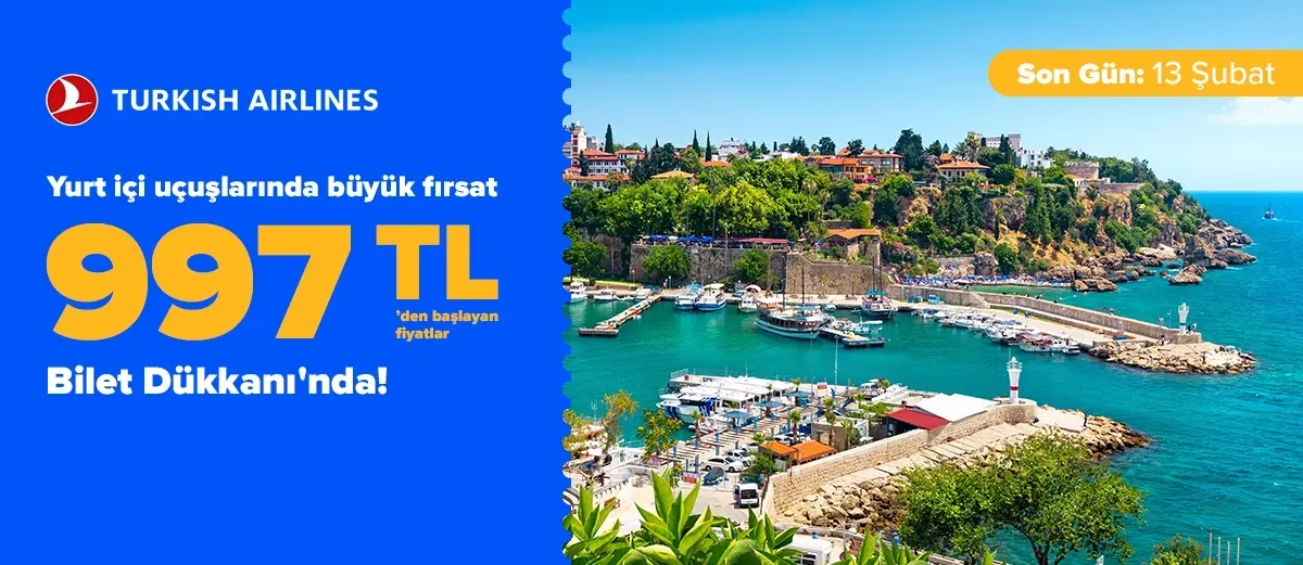 Yurt İçi Uçuşlar 997 TL'den Başlayan Fiyatlarla
