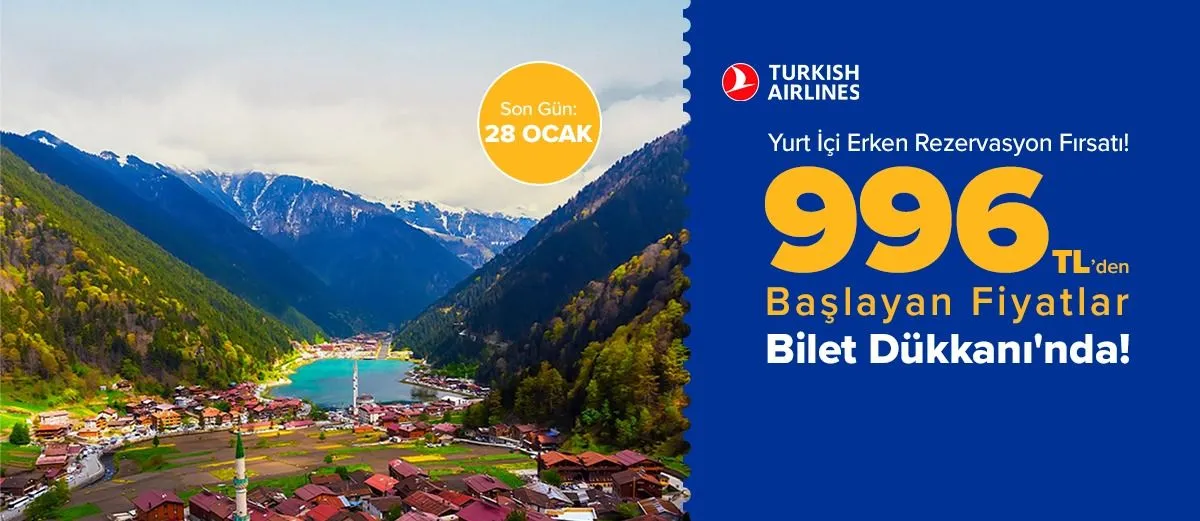 Yurt İçi Uçuşlarda 996 TL’den başlayan fiyatlar!