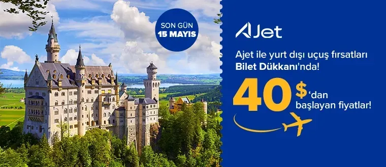 AJet ile 40$'dan başlayan fiyatlar Bilet Dükkanı'nda!
