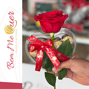 1 Rosa Natural e Coração de Chocolate Ferrero Rocher