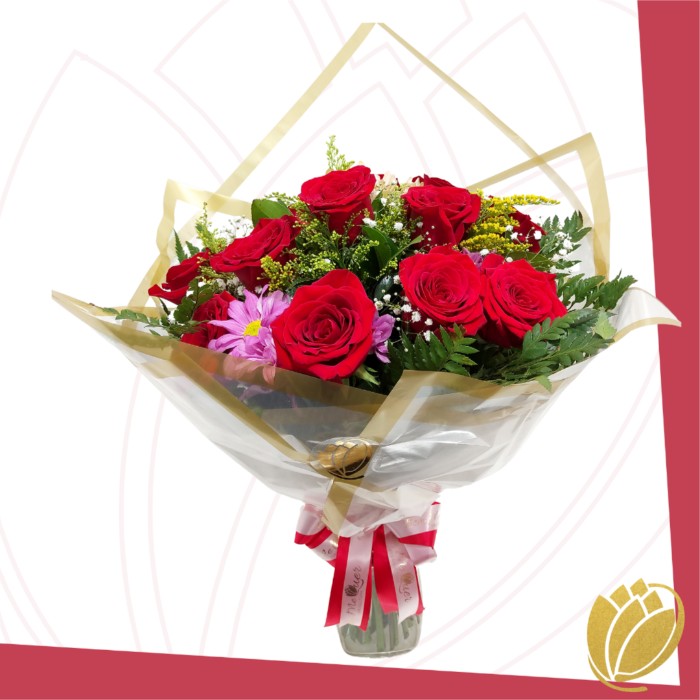 Buquê com 20 Rosas Naturais Completo