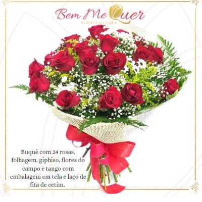 Buquê com 24 Rosas