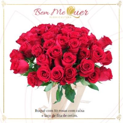 Buquê Vênus com 50 Rosas Naturais