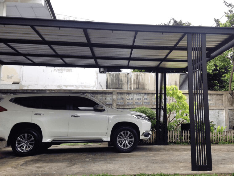 ต่อเติมโรงรถหน้าบ้าน ต่อเติมโรงรถ หลังคาโรงรถ SCG โรงรถหน้าบ้าน