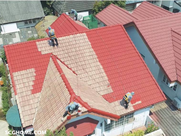 ทาสีหลังคา ทาสีกระเบื้องหลังคา roof re-paint