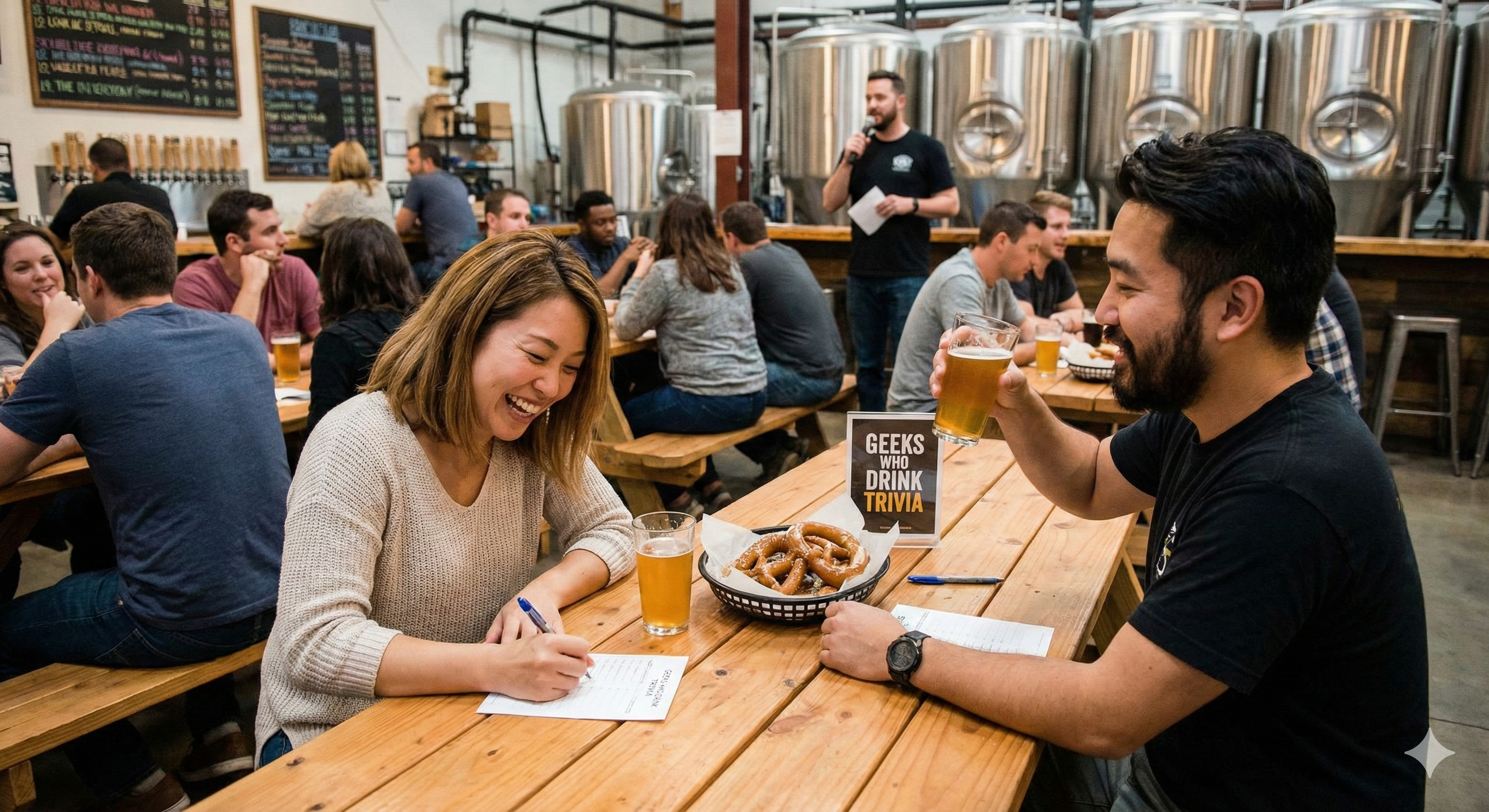 Married couple at trivia date night