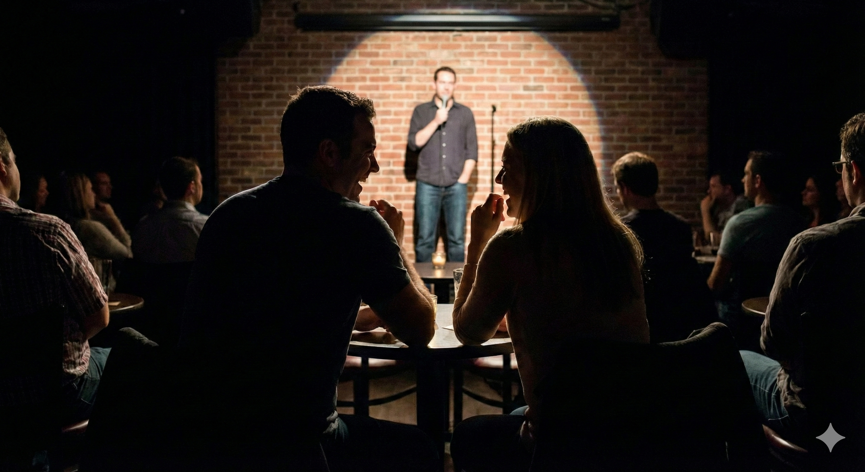 Married couple at comedy show for date night